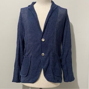 EDIFICE JAPAN men’s navy blue linen cardigan/blazer, XS